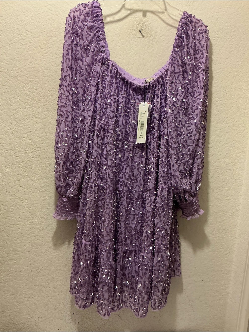 NWT Alice + Olivia Lilac Floral Puff-Sleeve Mini Dress $695 - Picture 3 of 12